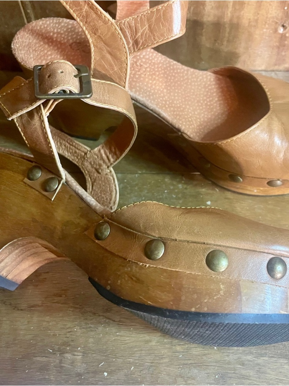 Cordani Zori Tan Leather Wooden Heeled Clogs - Picture 6 of 7